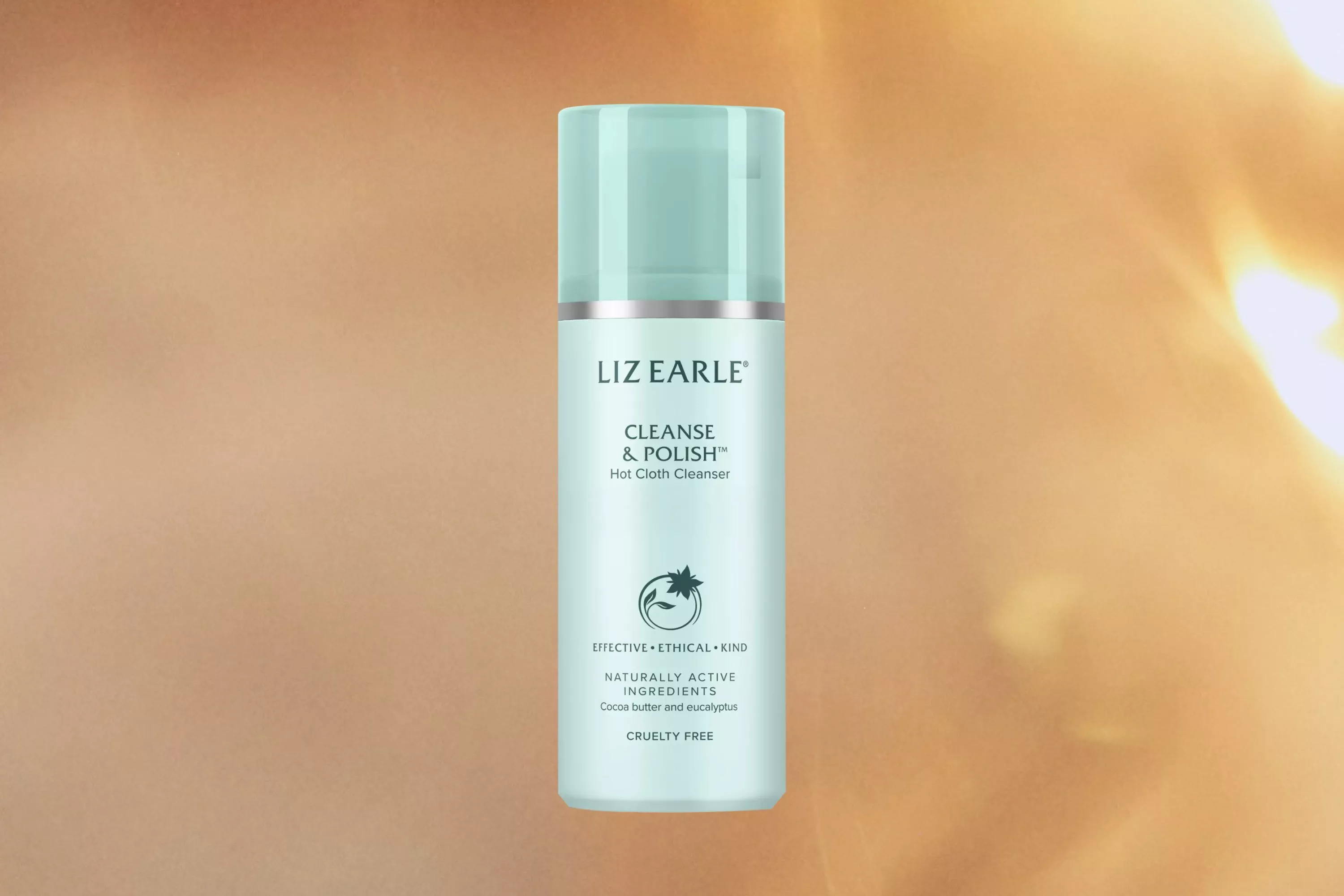  Liz Earle Cleanse & Polish™ Hot Cloth Cleanser Pump & Cloth Starter Kit cutout on a mottled background