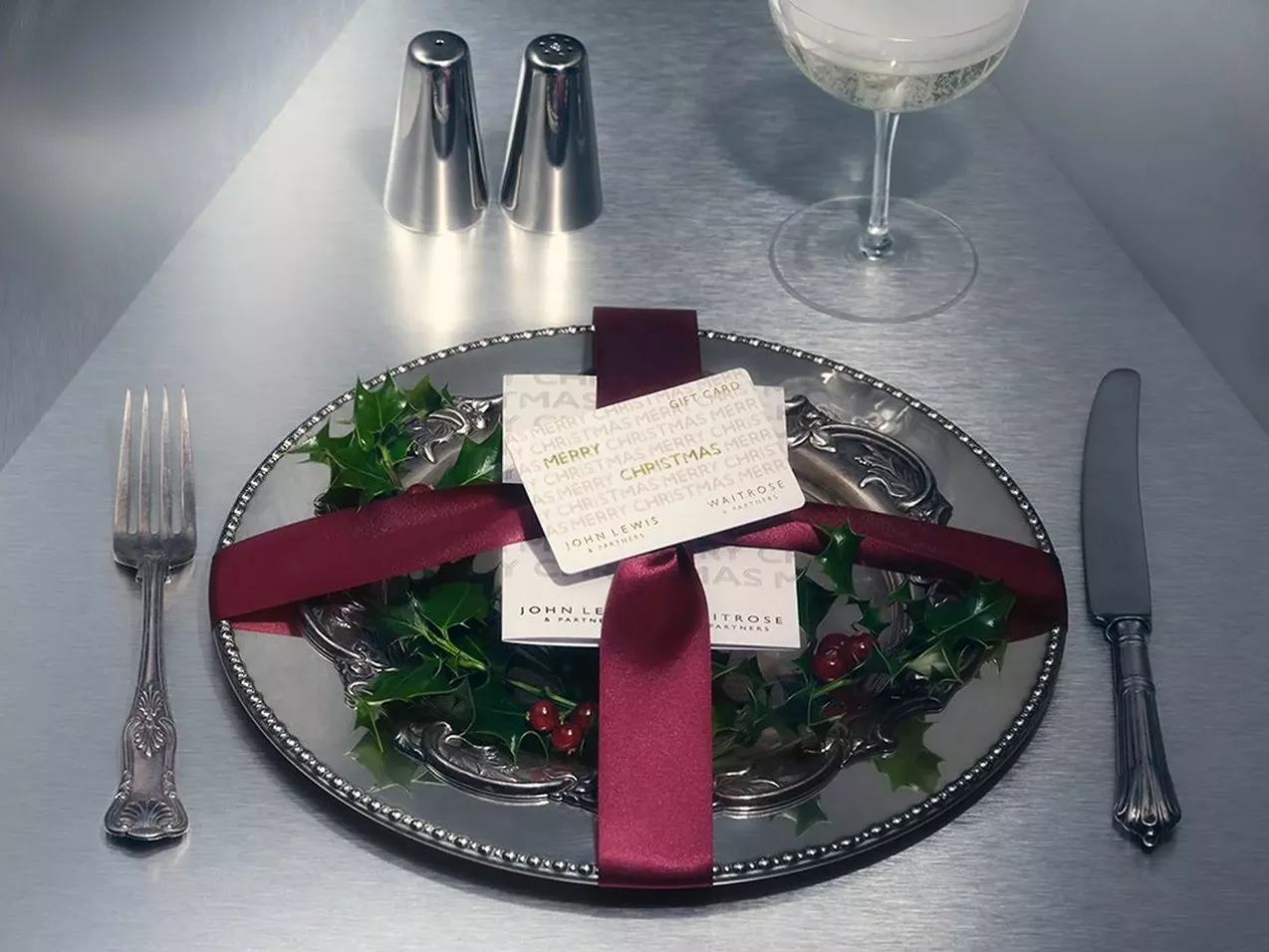 gift card on a dinner plate