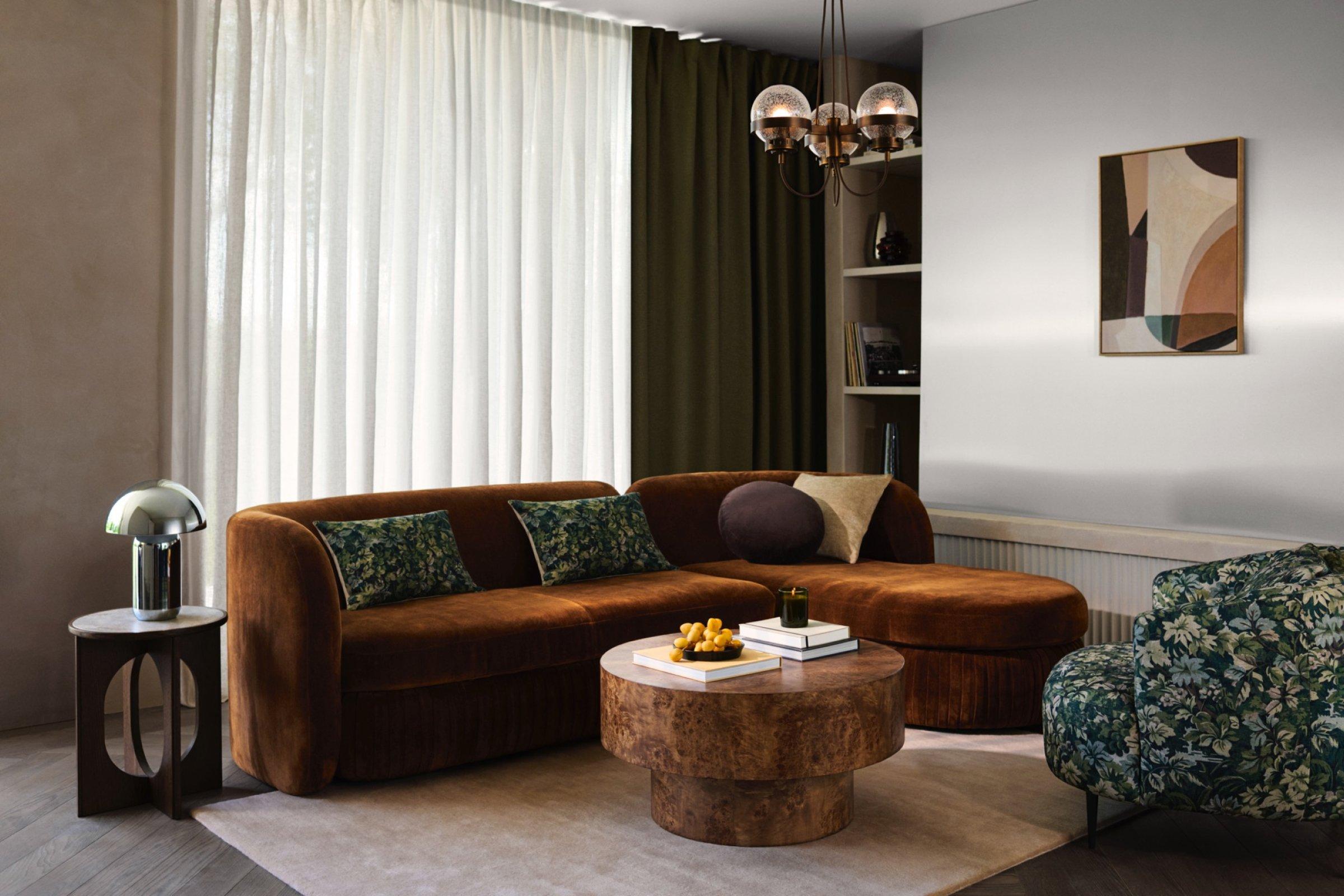 Selections of living room furniture and accessories on display