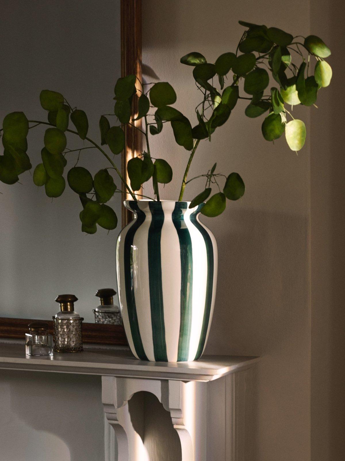 heritage green and white striped lamp