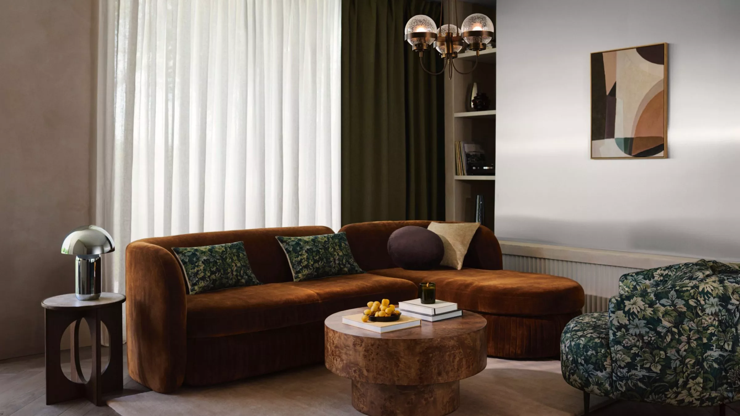 striped armchair in a colour living room