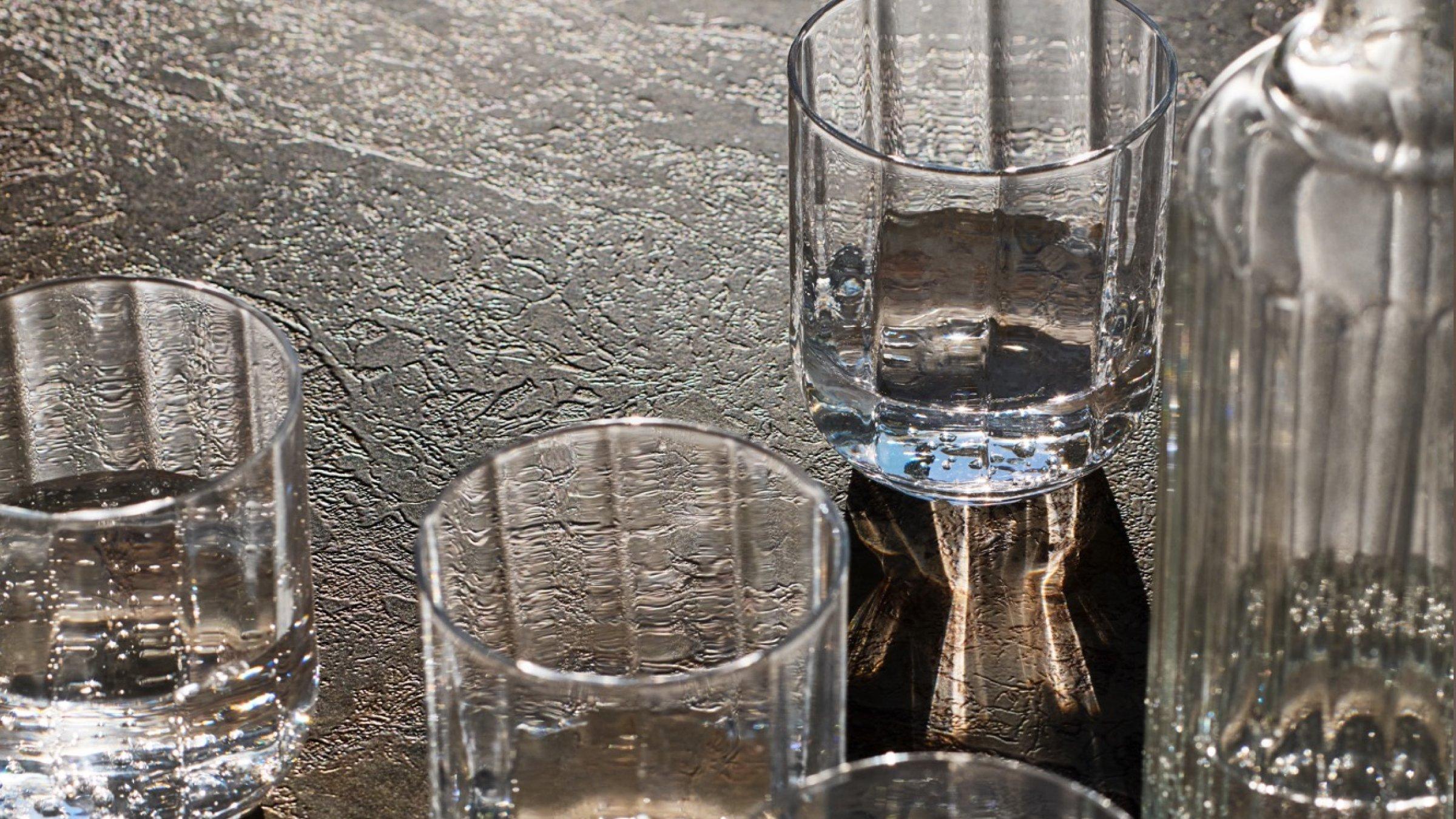 Various glassware on display