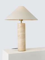 John Lewis Travertine Column Table Lamp, Brass