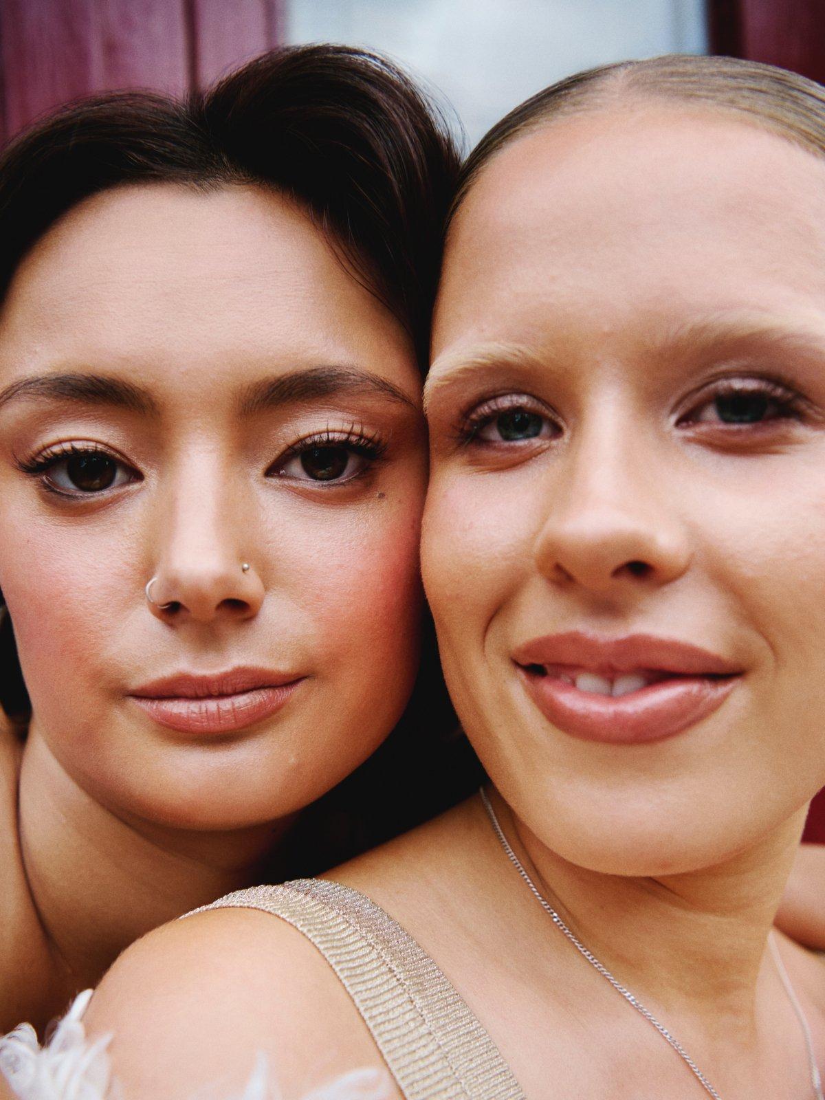 Close-up shot of Mia and Phoebe in Liverpool.