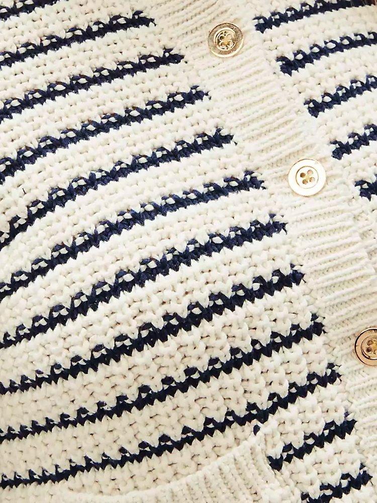 John Lewis Textured Cardigan, White/Multi