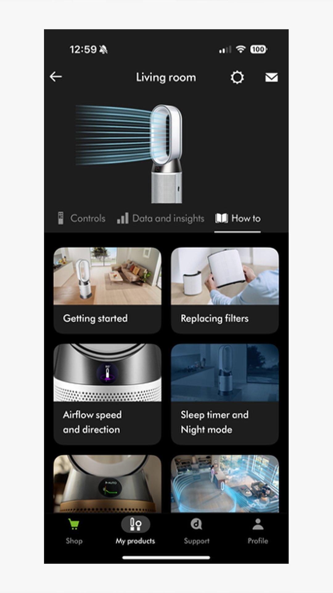 How to use Dyson Purifier Hot+Cool HP1 guide in the Dyson App