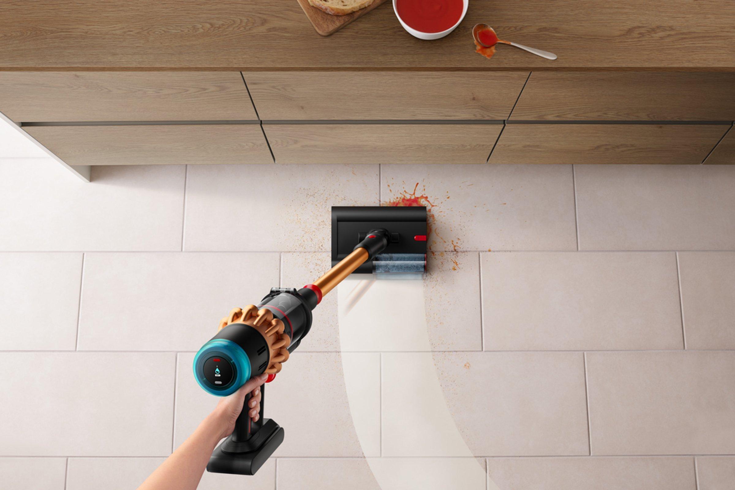 Cleaning the floor with the Dyson V16 Piston Animal Submarine™ vacuum