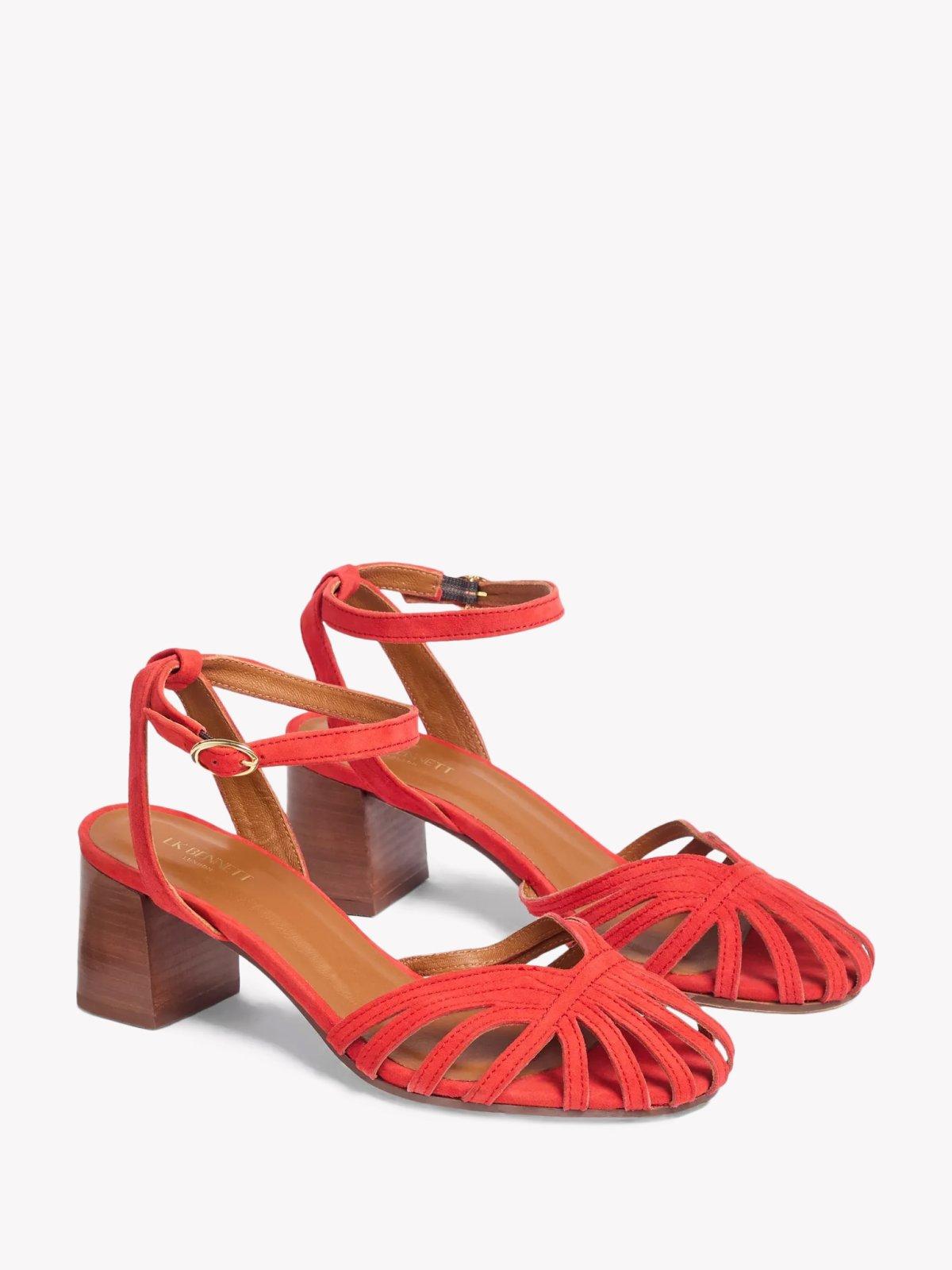 L.K.Bennett Aspen Suede Plaited Front Block Heel Sandals