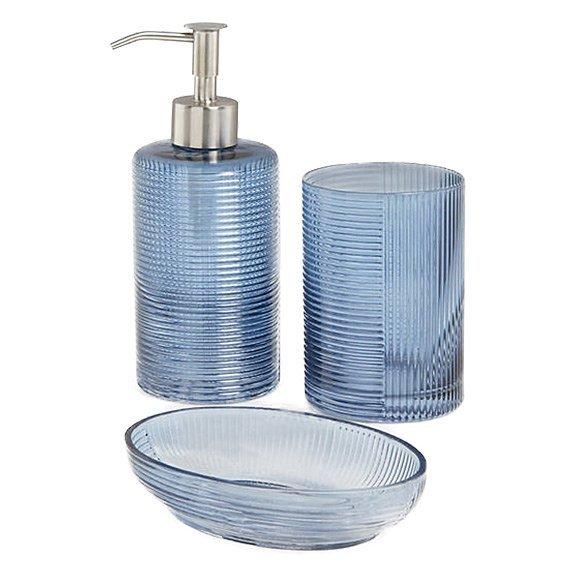 John Lewis & Partners Reeded Glass Bathroom Accessories Set