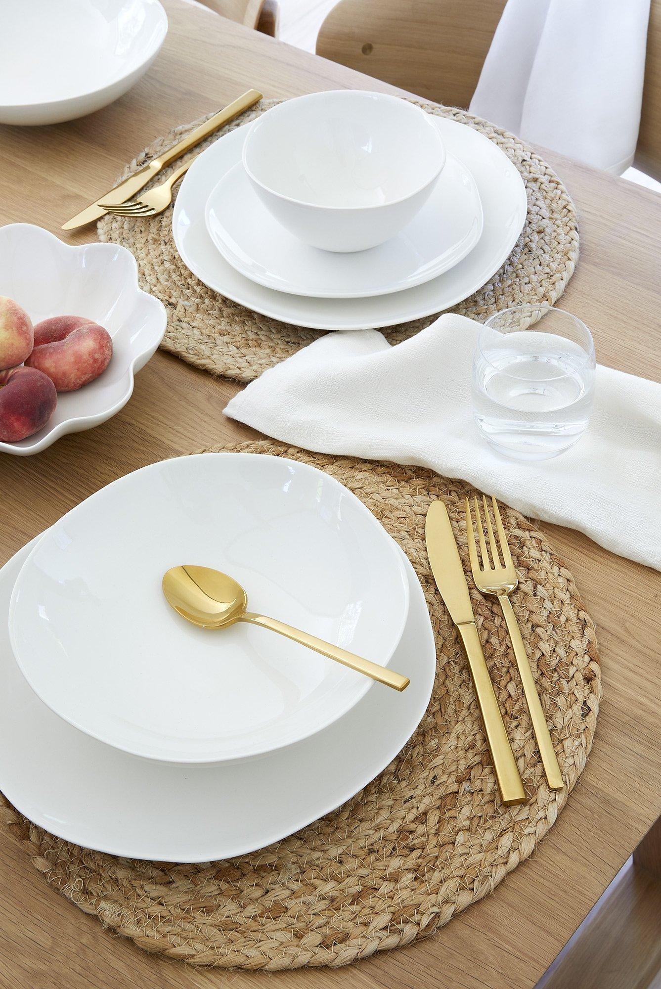 Royal Worcester Serendipity Platinum Bone China Dinnerware Set, White, 16 Piece