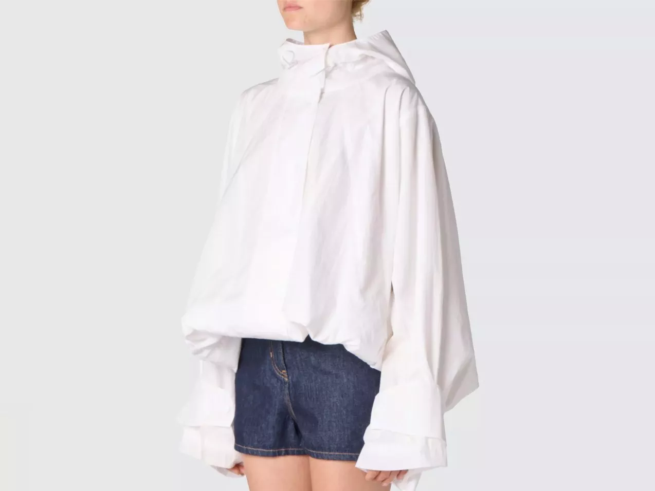 IRO Wallie Tiered Cuffs Shacket in white.