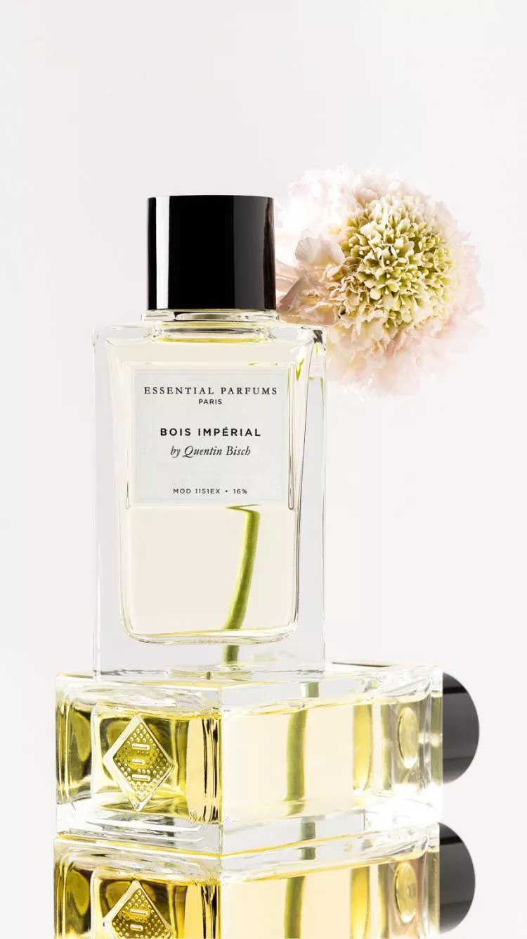 A wooden and leather chair by a window, partially covered by a white curtain.