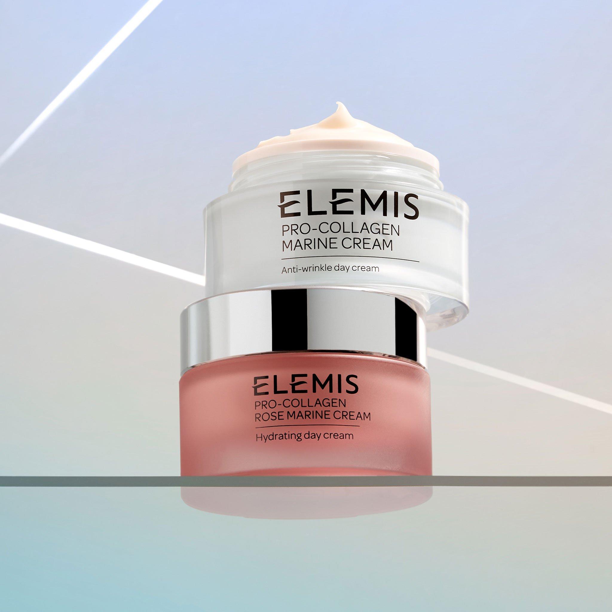 Image of Elemis Pro-Collagen Marine Cream stacked on-top of one another