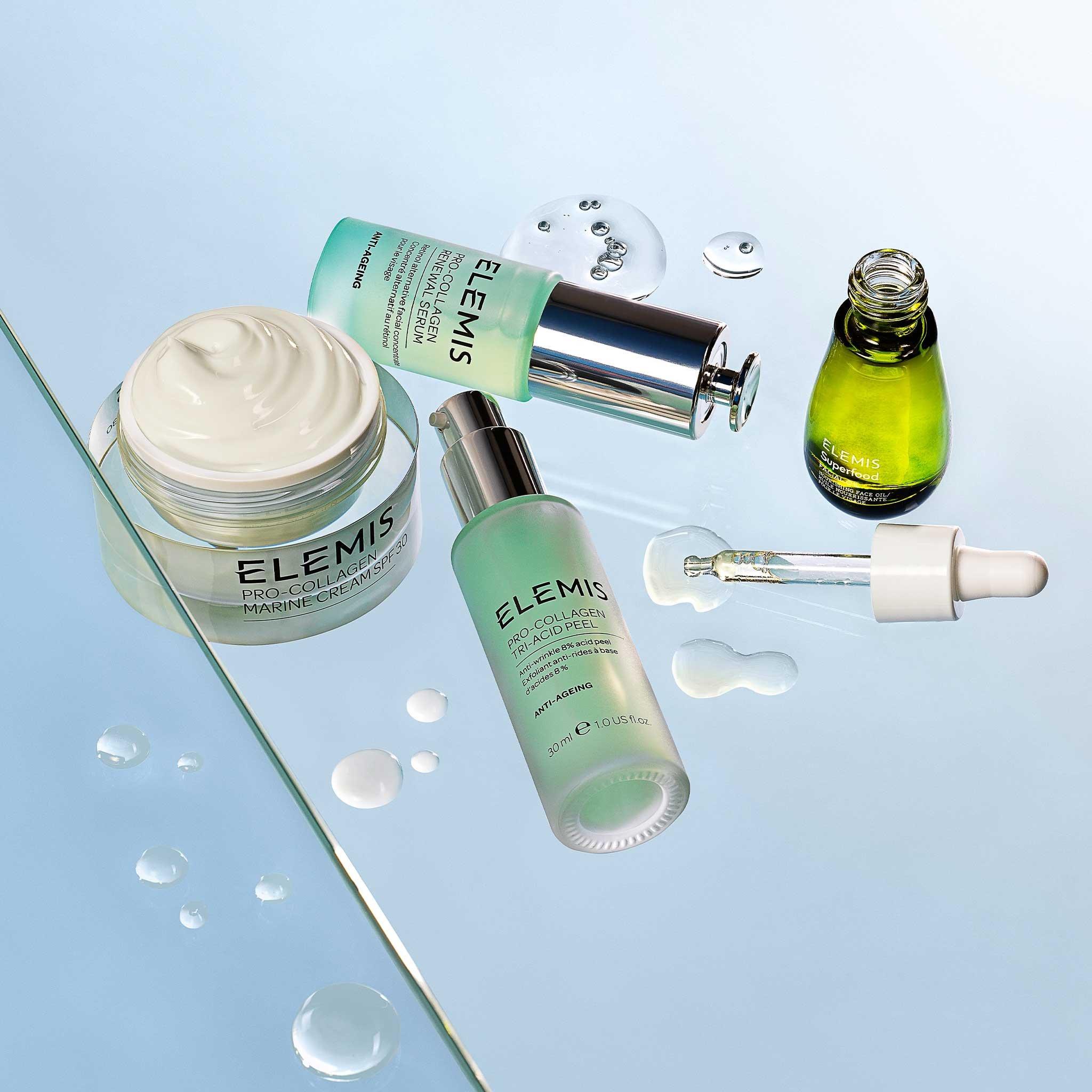 Image of various Elemis products laid out