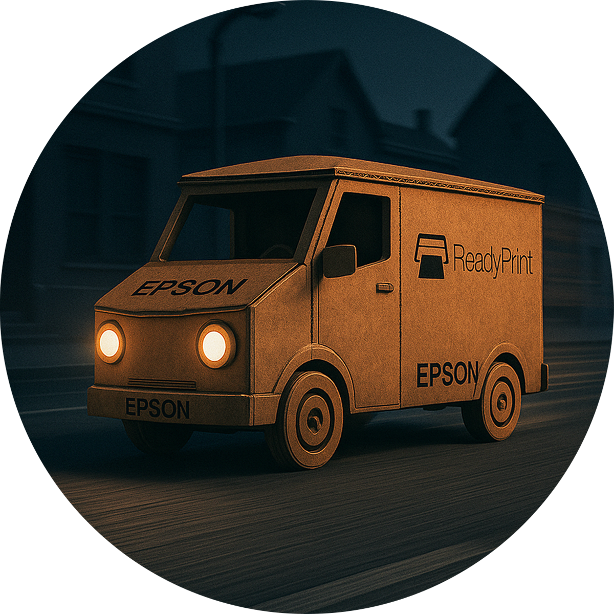 Epson cardboard delivery van