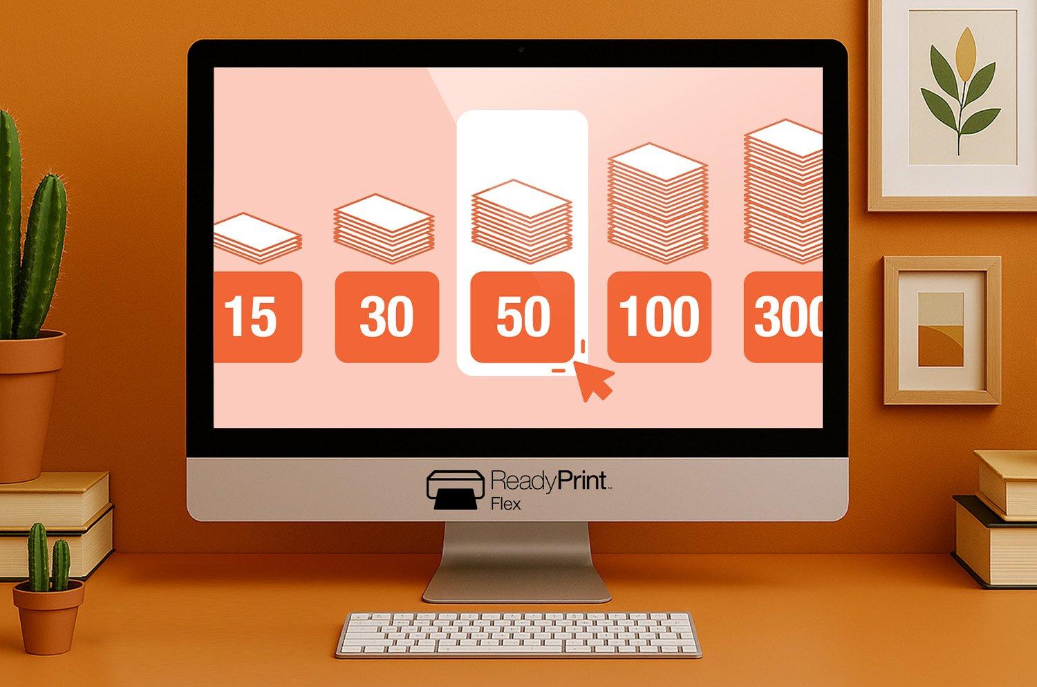 Computer screen showing various print paper quantities
