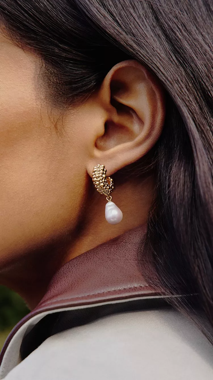 Missoma Baya Pearl Drop Hoop Earrings