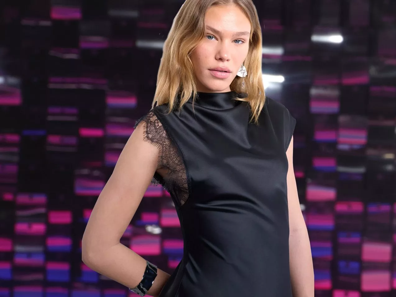 Topshop Satin Drape Neck Maxi Dress, Black