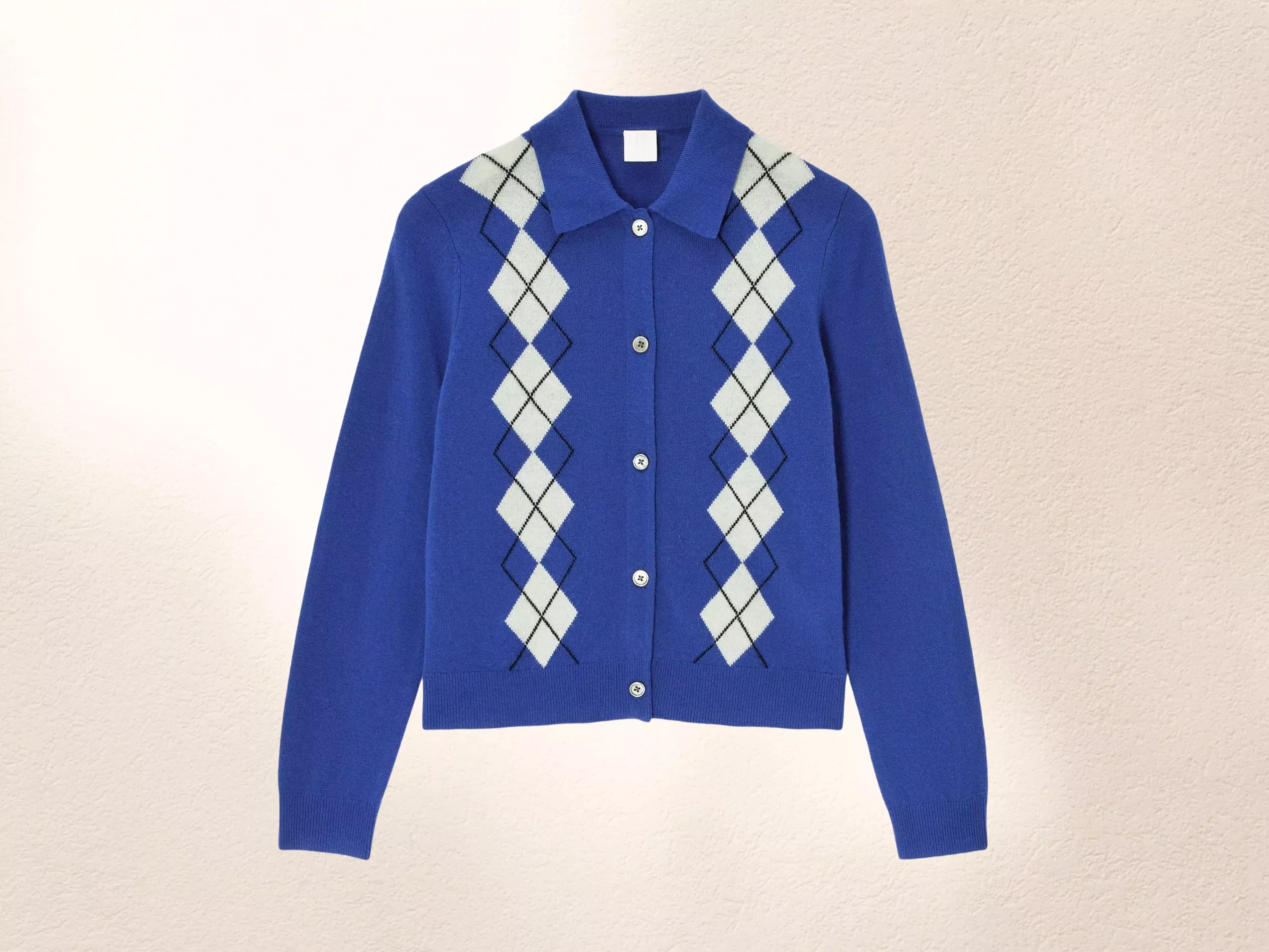 John Lewis Merino Wool Blend Argyle Cardigan