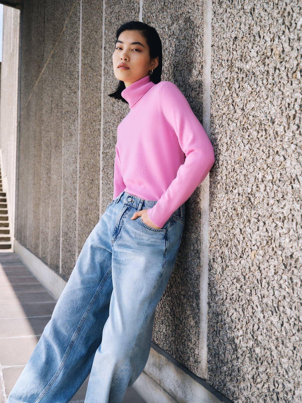 John Lewis Cashmere Roll Neck Jumper, Mid Pink £99.00