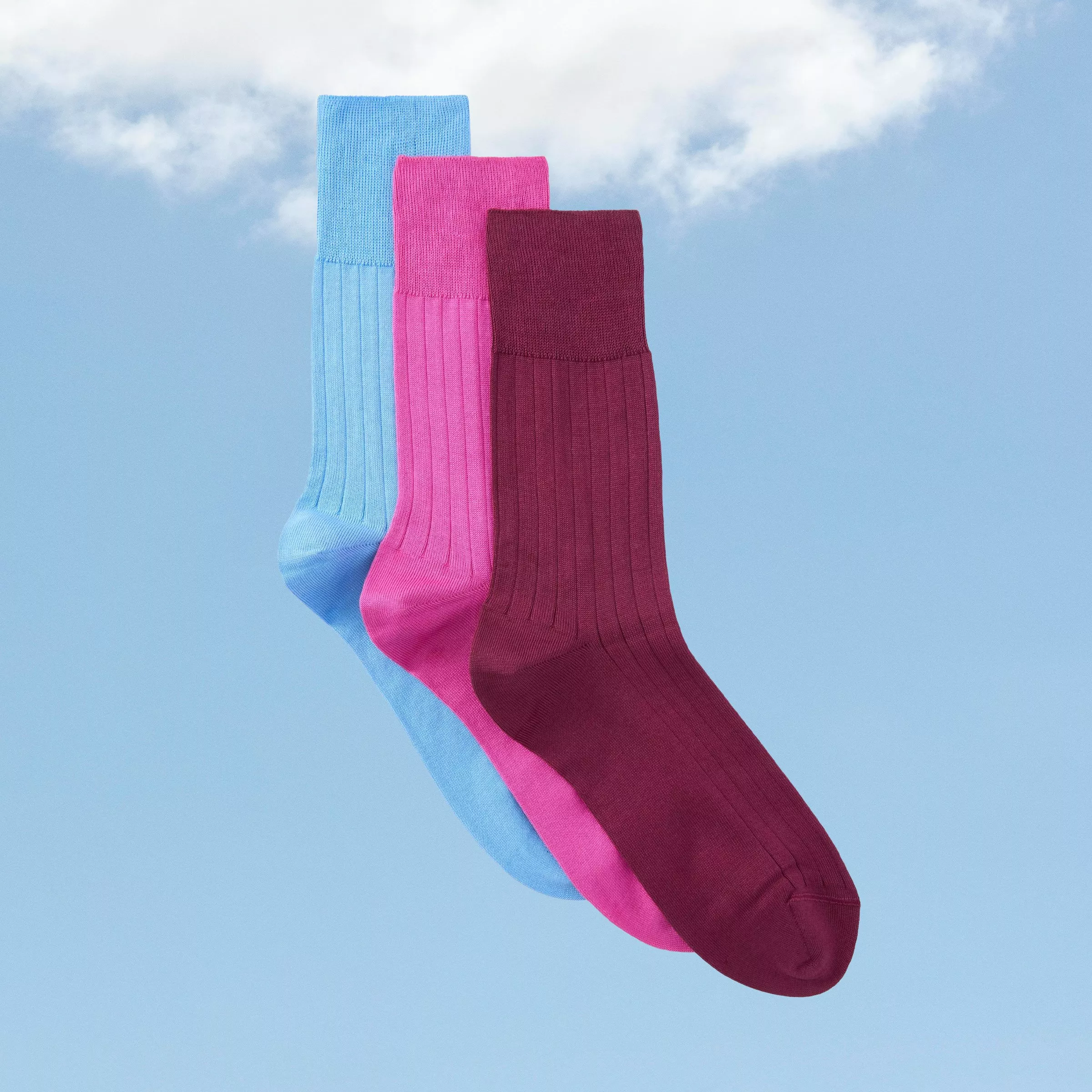 blue, pink and purple sock 