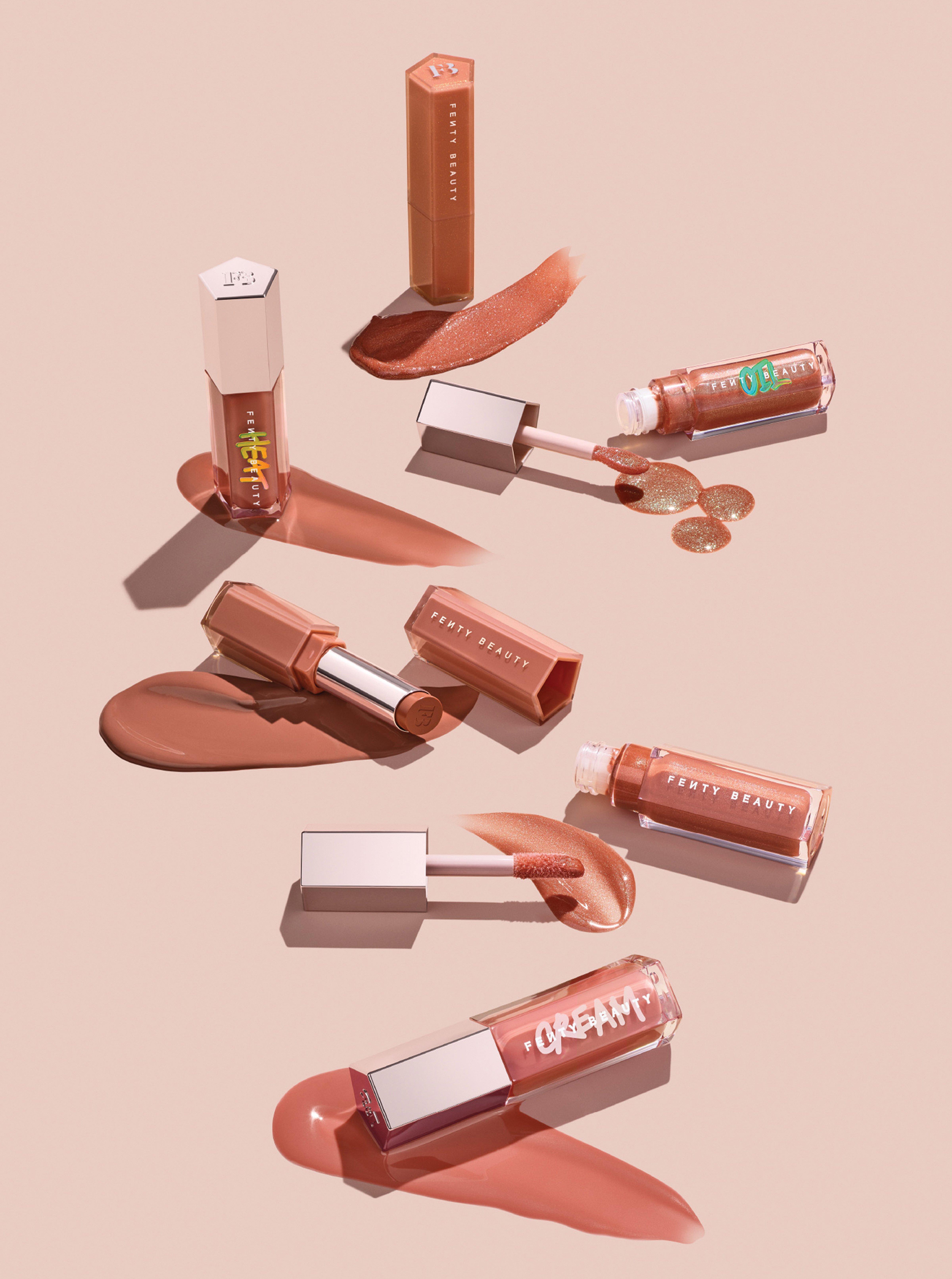 fenty makeup range on a pink background