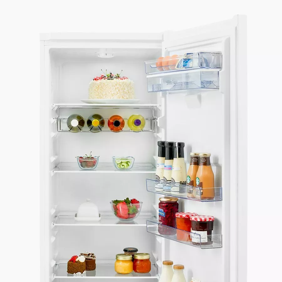 Open fridge with groceries inside