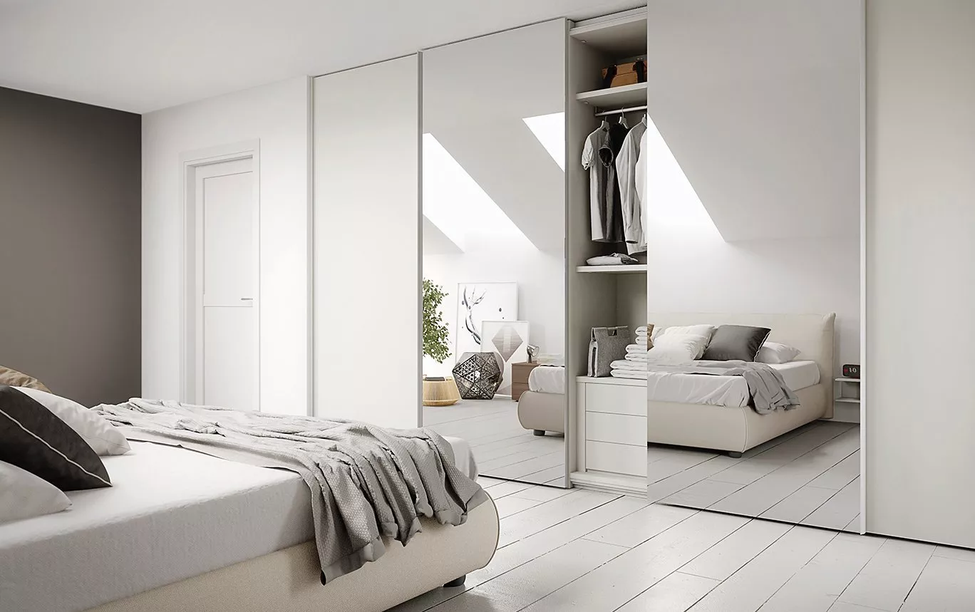 fitted wardrobe with sliding mirrors