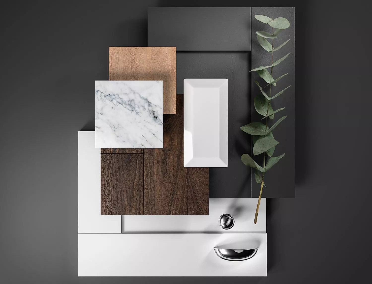 Tile swatches on a surface