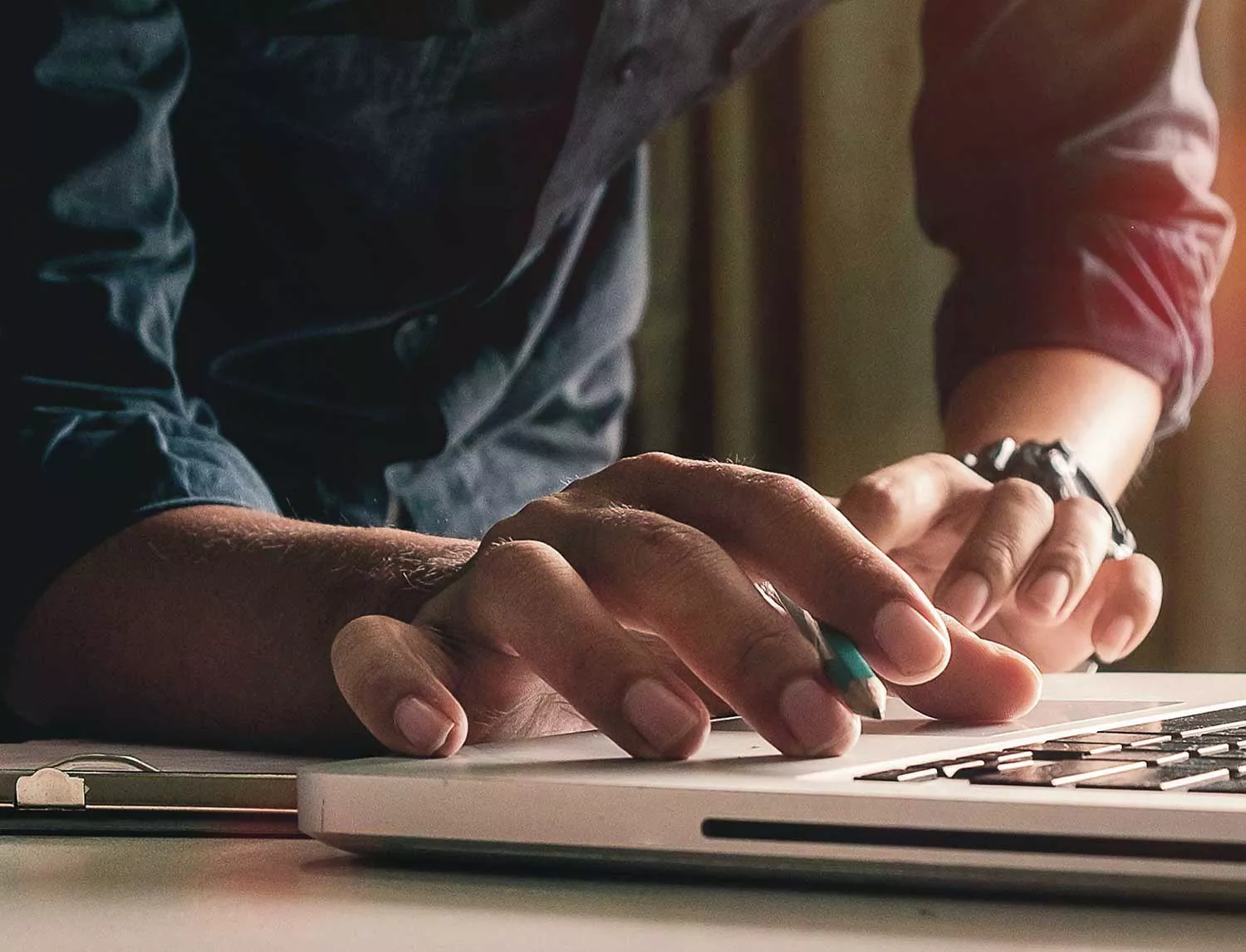 Person working on a laptop
