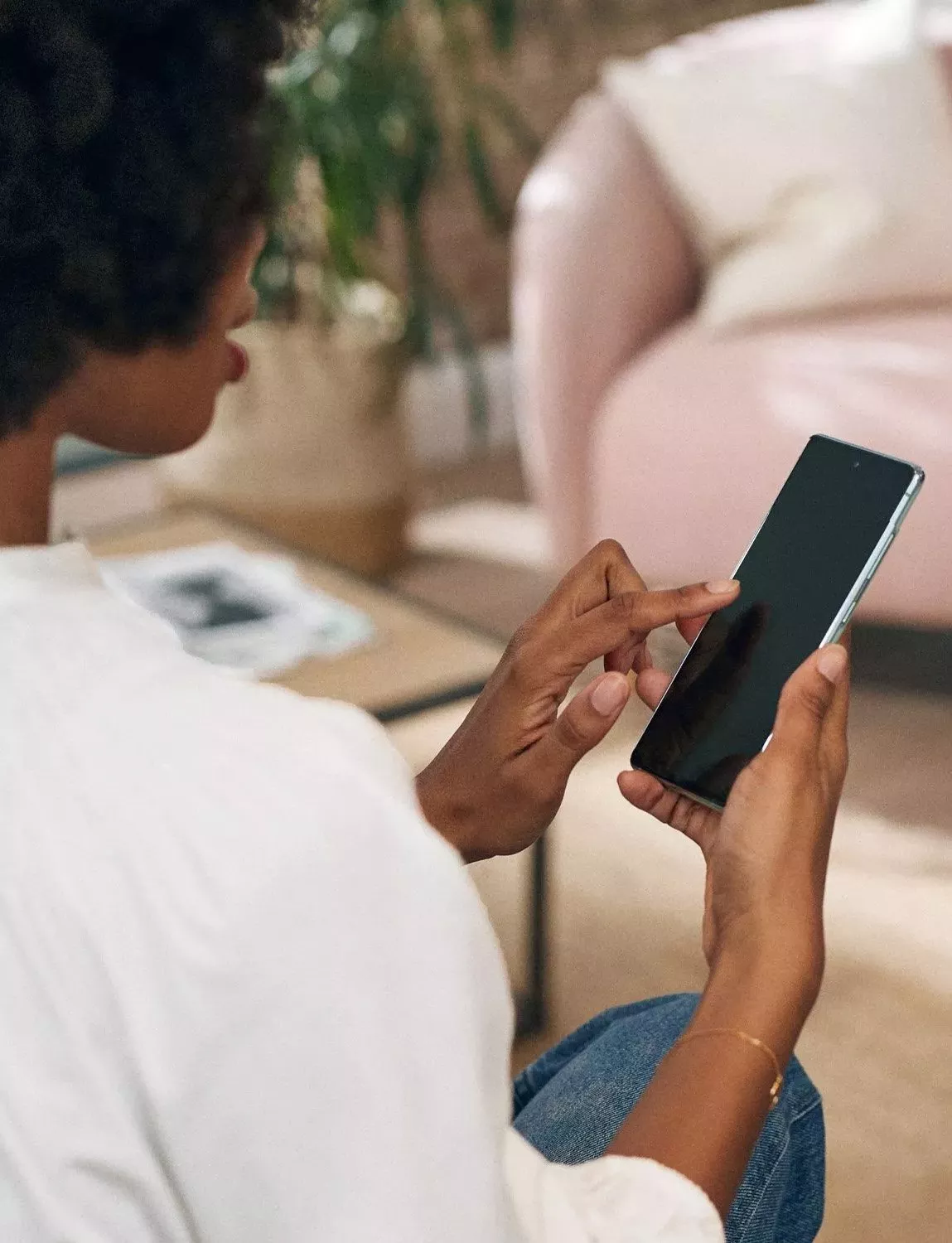 Person scrolling on a phone