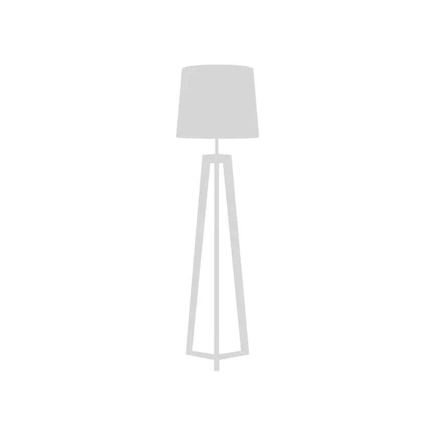 Minimalist tripod floor lamp silhouette with drum shade, modern standing light icon on white background