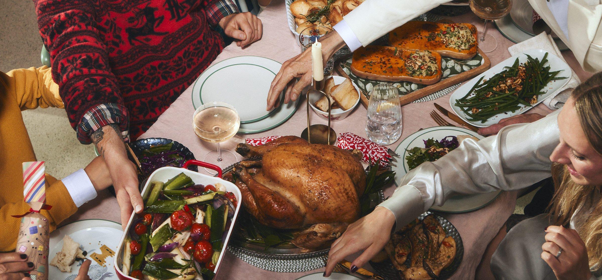 Image of a family eating Christmas dinner at the table