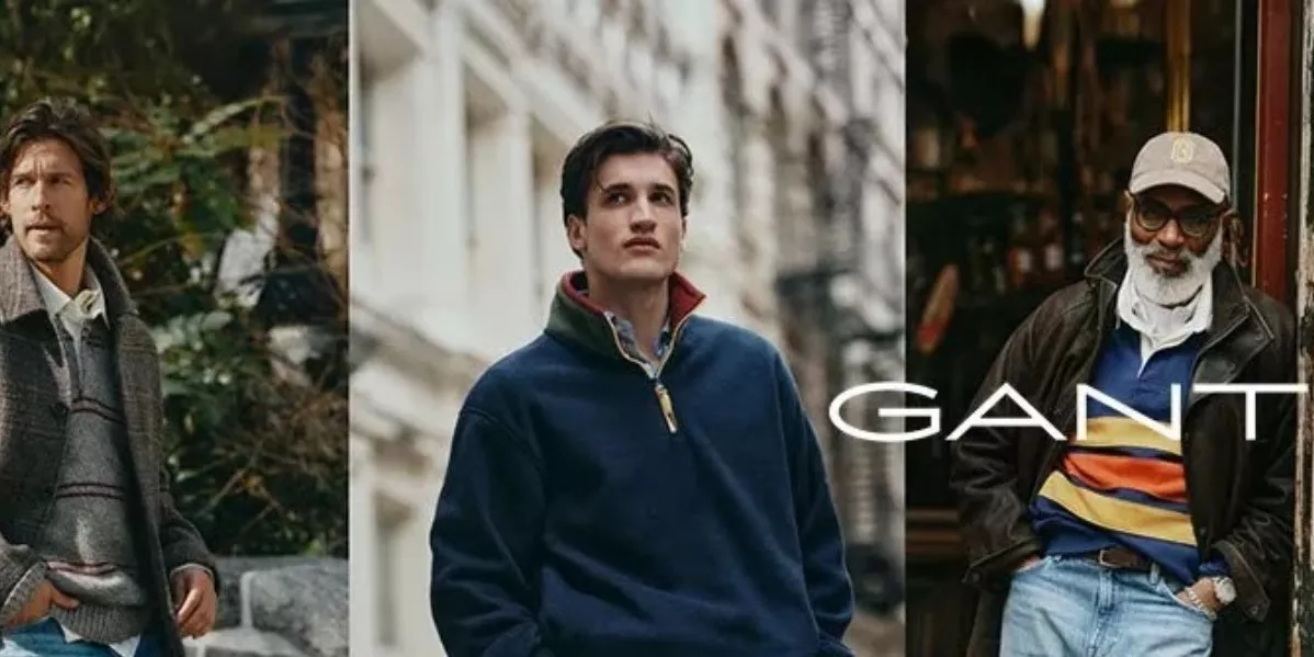 Gant clothing with logo on banner