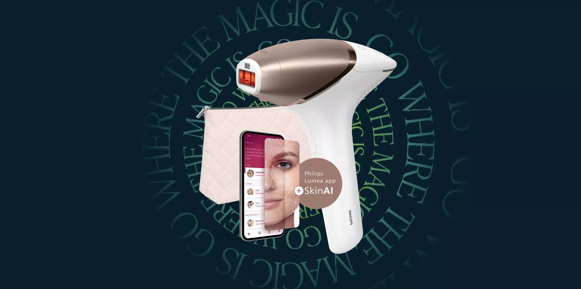 Phillips Lumea Series 9900 Cordless IPL Hair Removal Device in the colour rose