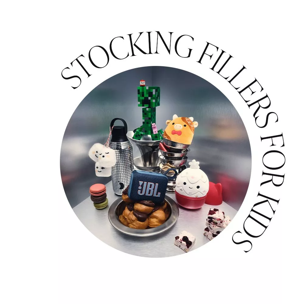 Selection of kids gifts in chrome serveware