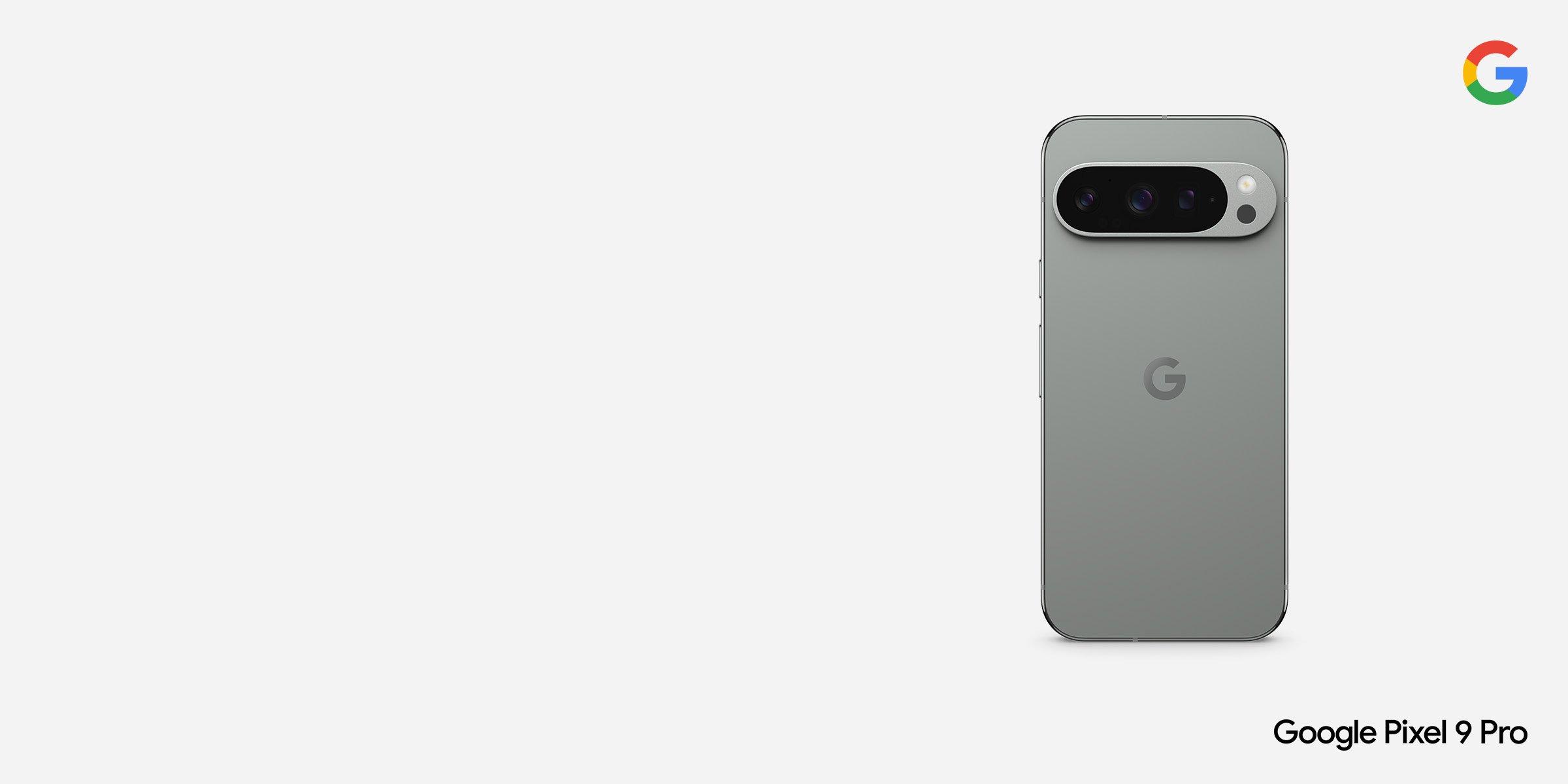Google Pixel 9 Pro phone grey color with triple wide angel camera