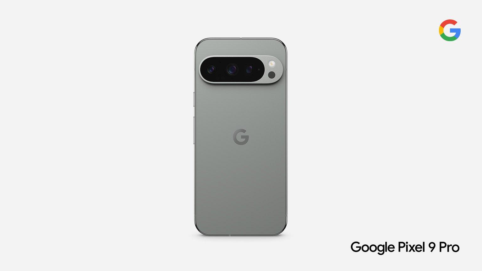 Google Pixel 9 Pro phone grey color with triple wide angel camera