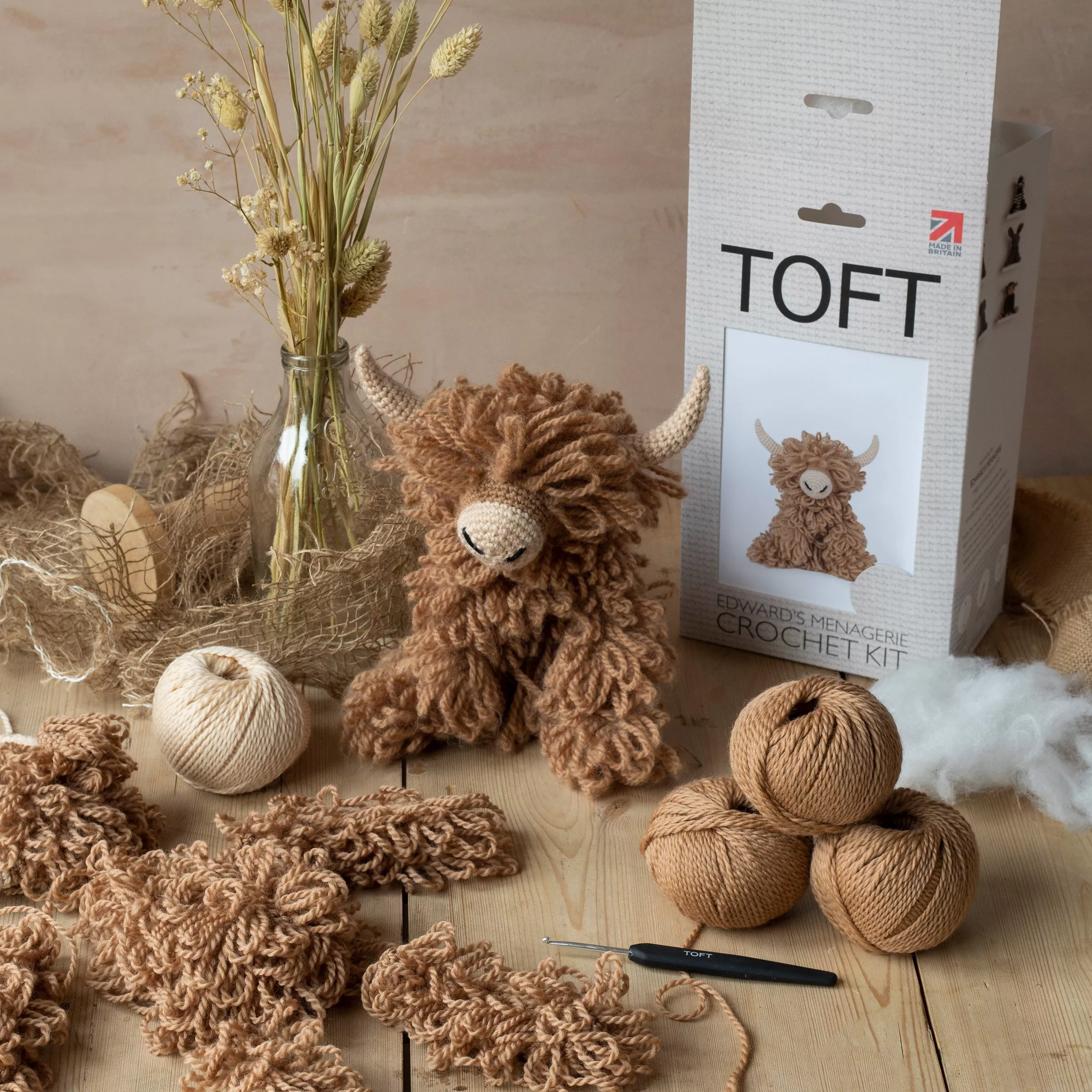 Craft kit for a brown highland cow 