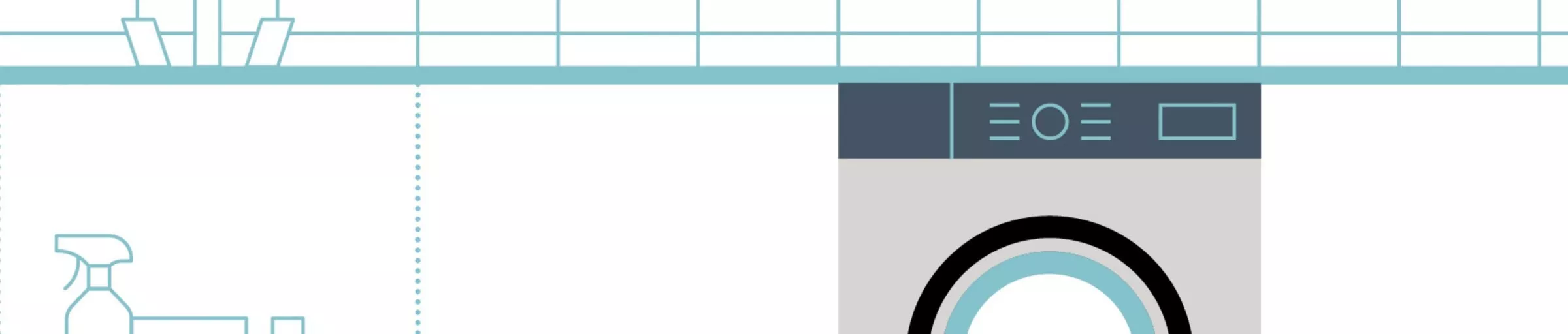 Kitchen dishwasher front with snowflake icon, built-in appliance illustration in modern flat design style