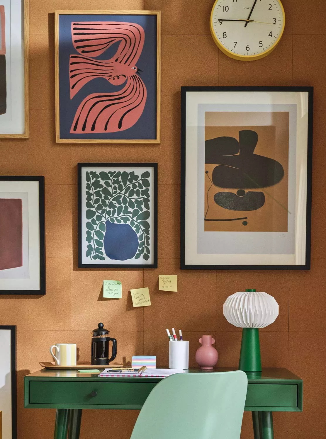 photo frames with art on walls