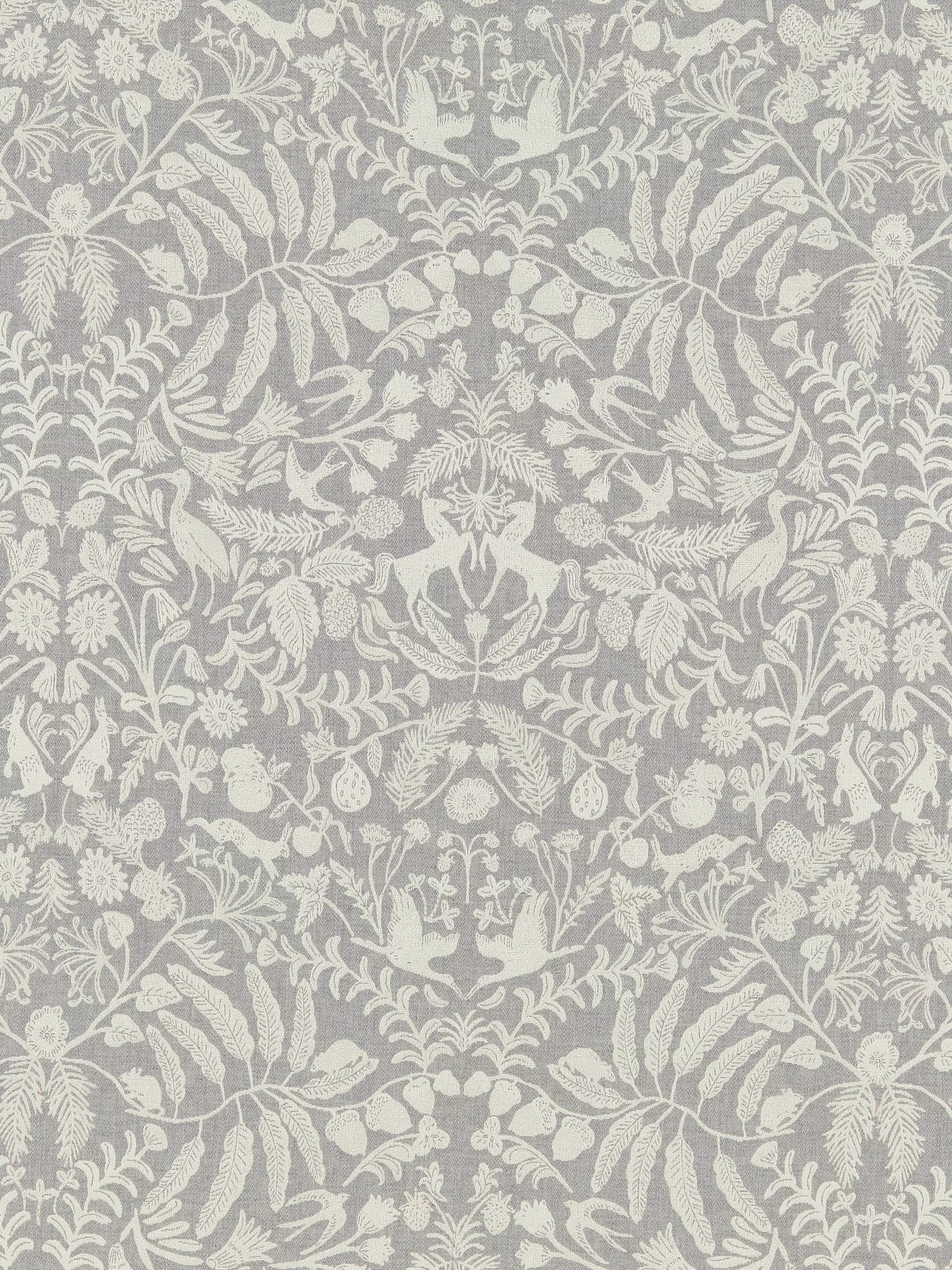 Fabric with grey background and white floral pattern