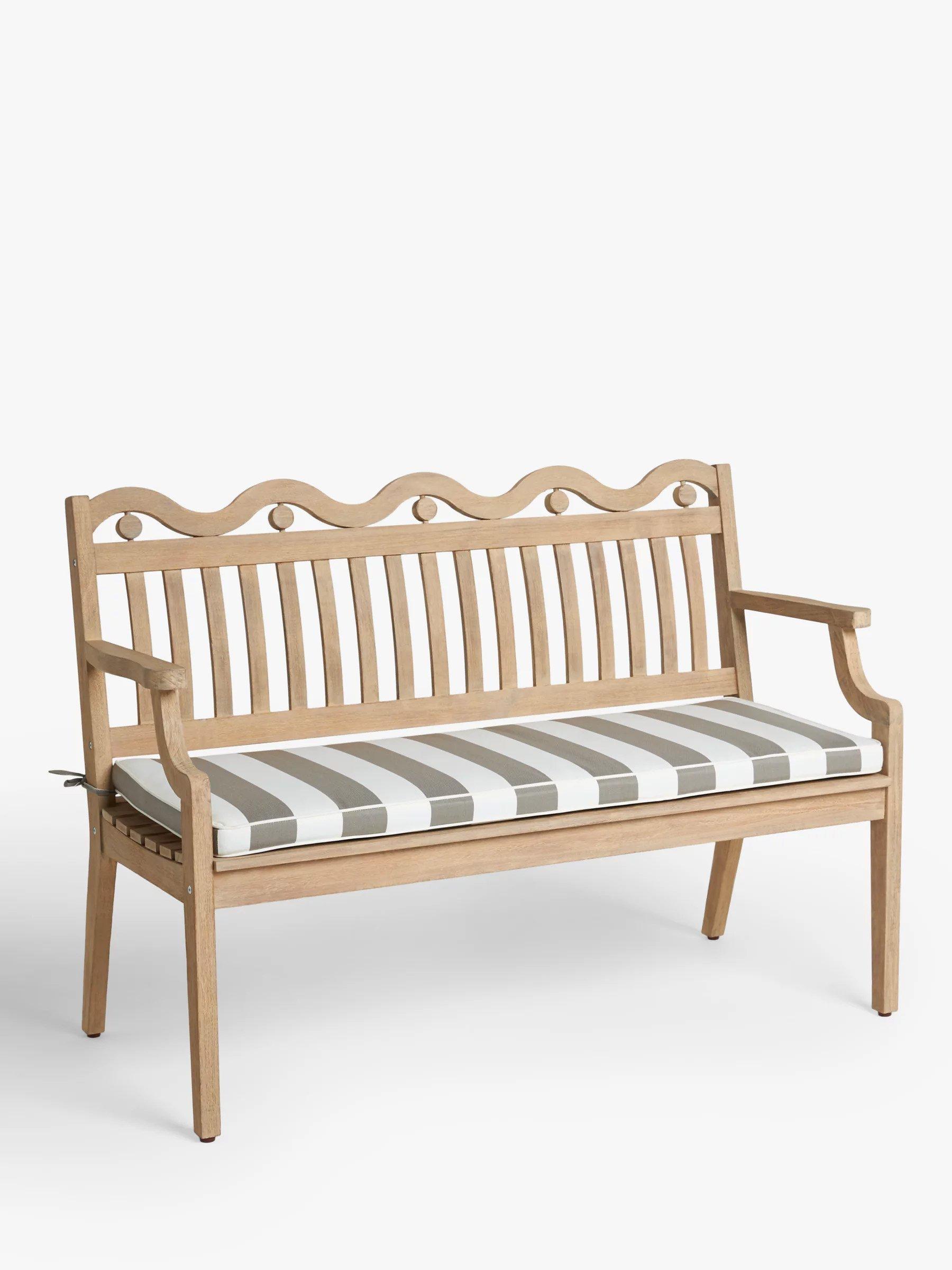 Striped, wooden bench on a white background