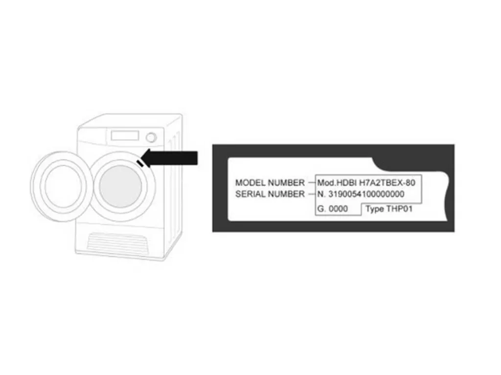  H-DRY 300 BATDH7A1TCE Integrated Heat Pump Tumble Dryer, 7kg Load,White - serial number