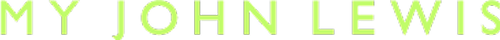 Close-up of neon green “MY JOHN LEWIS” text on a black background, modern retail branding banner