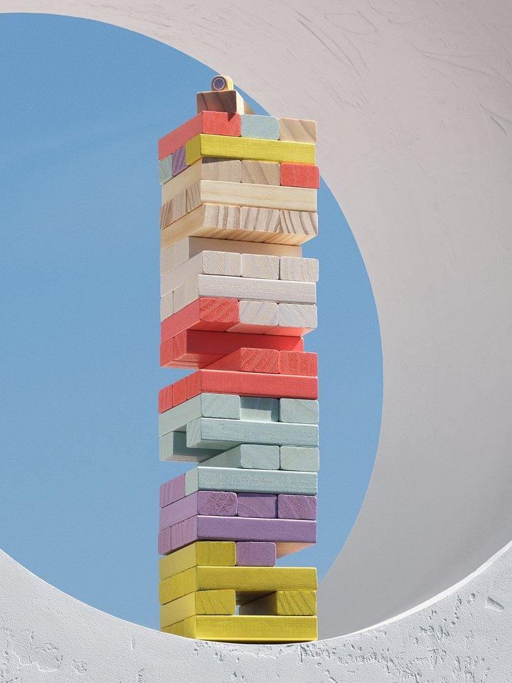 Colourful Tumbling Tower garden game