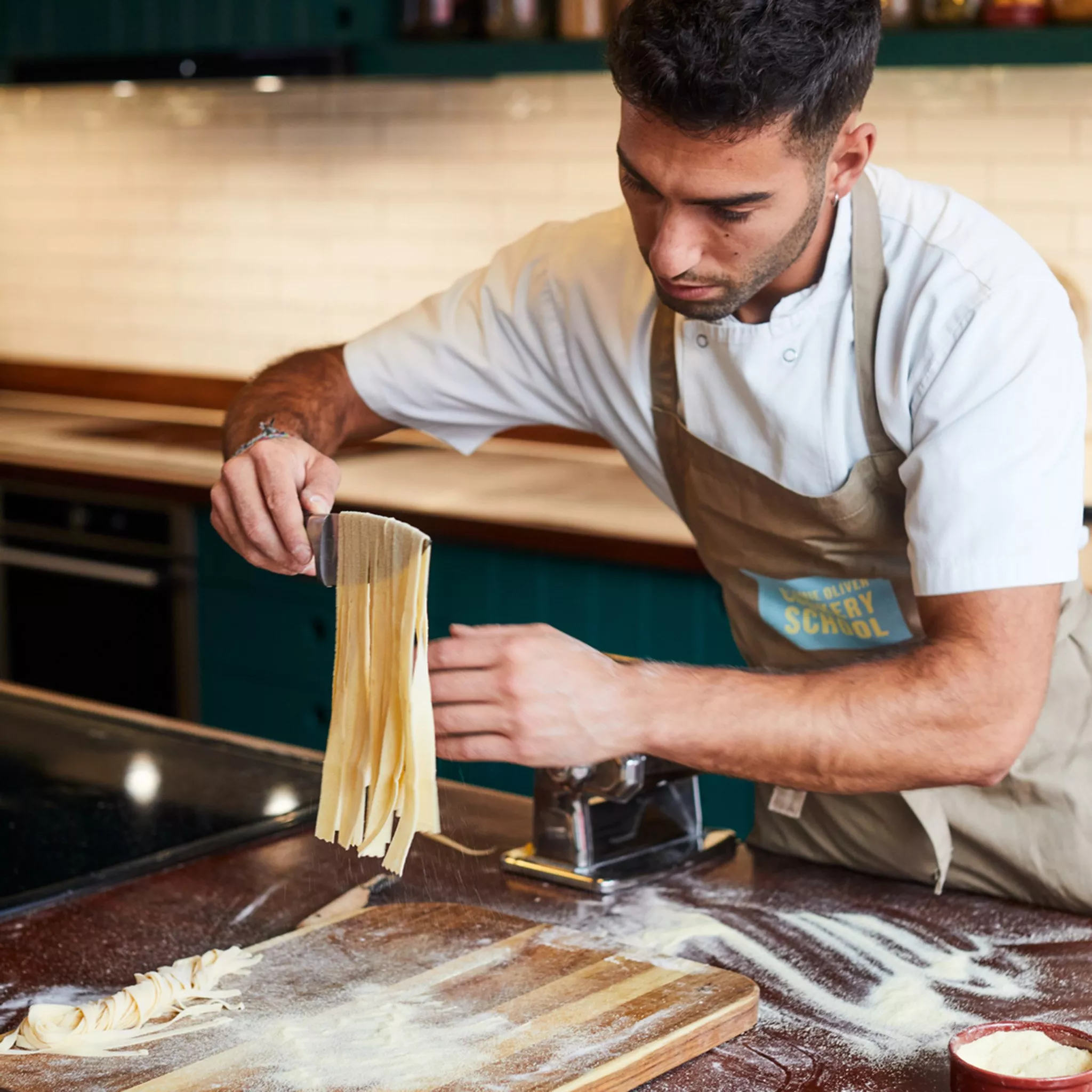 Person making fresh pasta