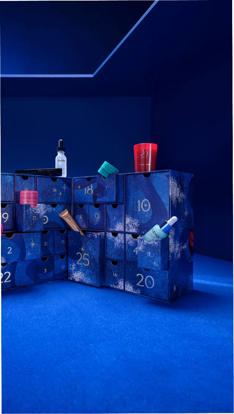 jl beauty advent calendar, in the blue box