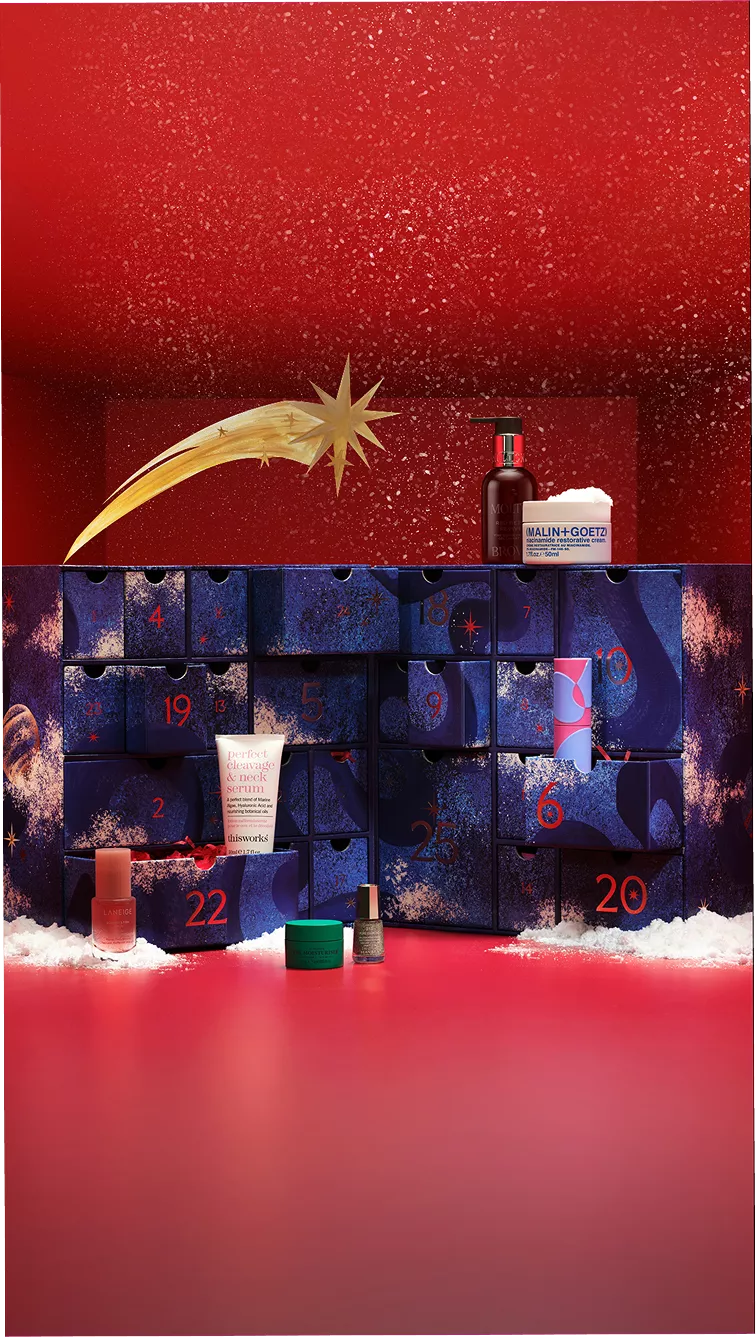 jl beauty advent calendar, in the blue box
