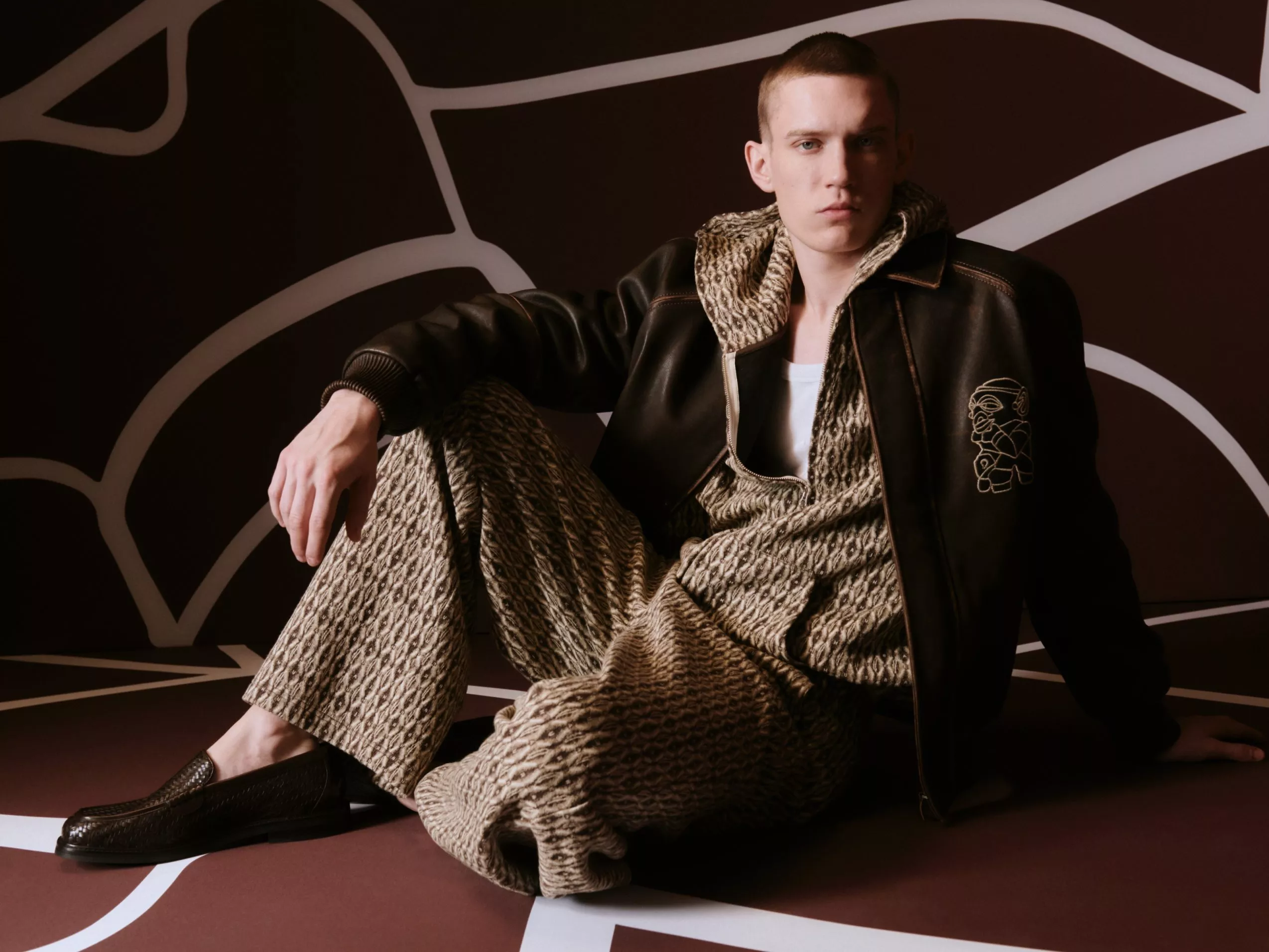 Two male models wearing denim from the John Lewis x LABRUM collection